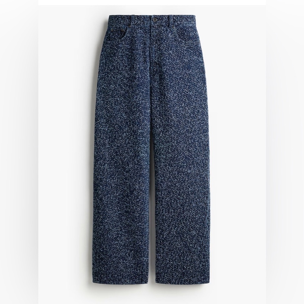 H&M Dark Blue Speckled Wide-Leg Jeans
